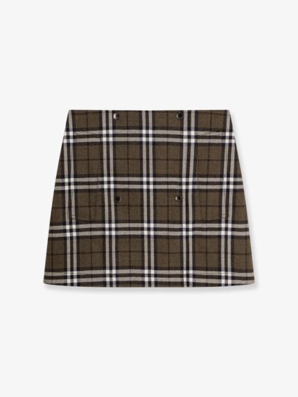 Virgin Wool Skirt With Burberry Check Print