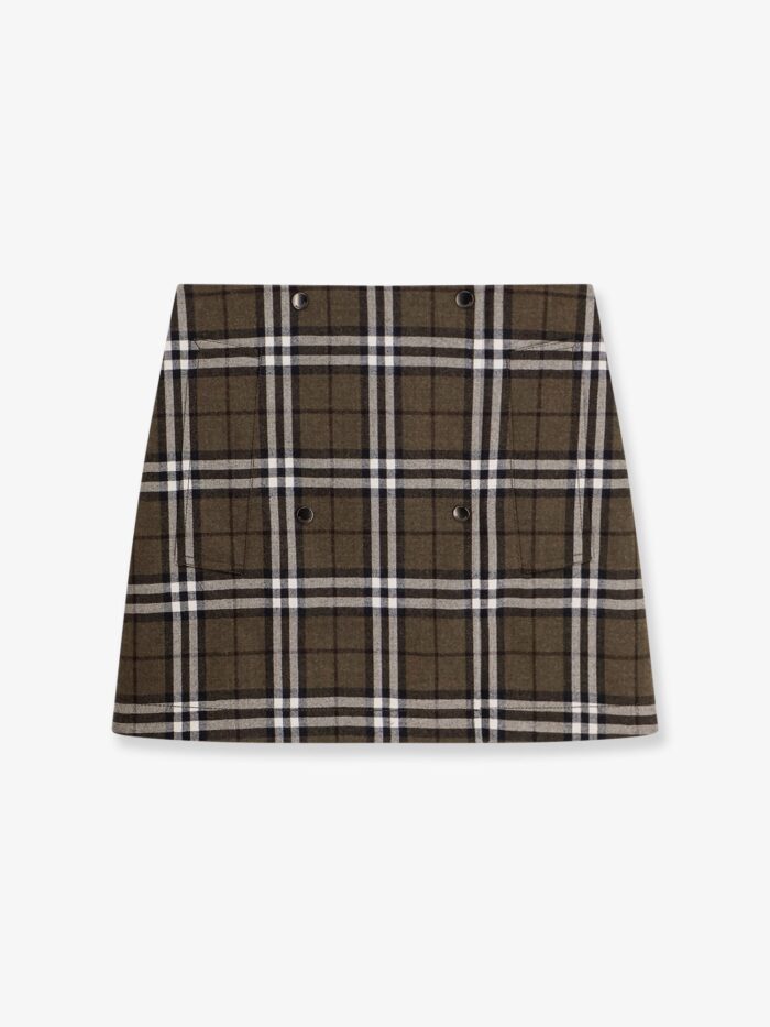 Virgin Wool Skirt With Burberry Check Print