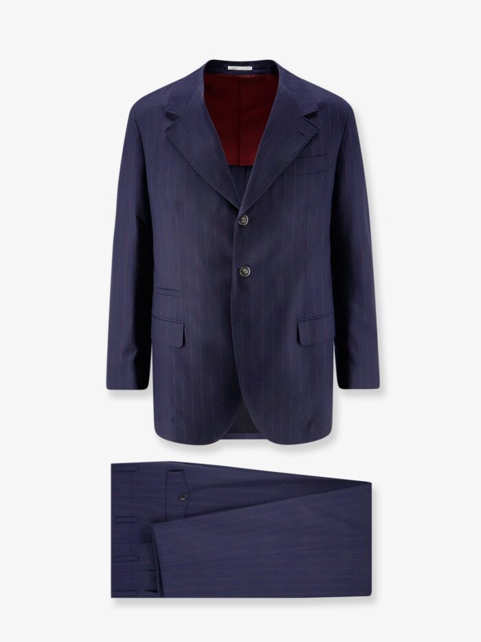 brunello cucinelli virgin wool suit with pinstripe pattern Brunello Cucinelli Virgin Wool Suit With Pinstripe Pattern
