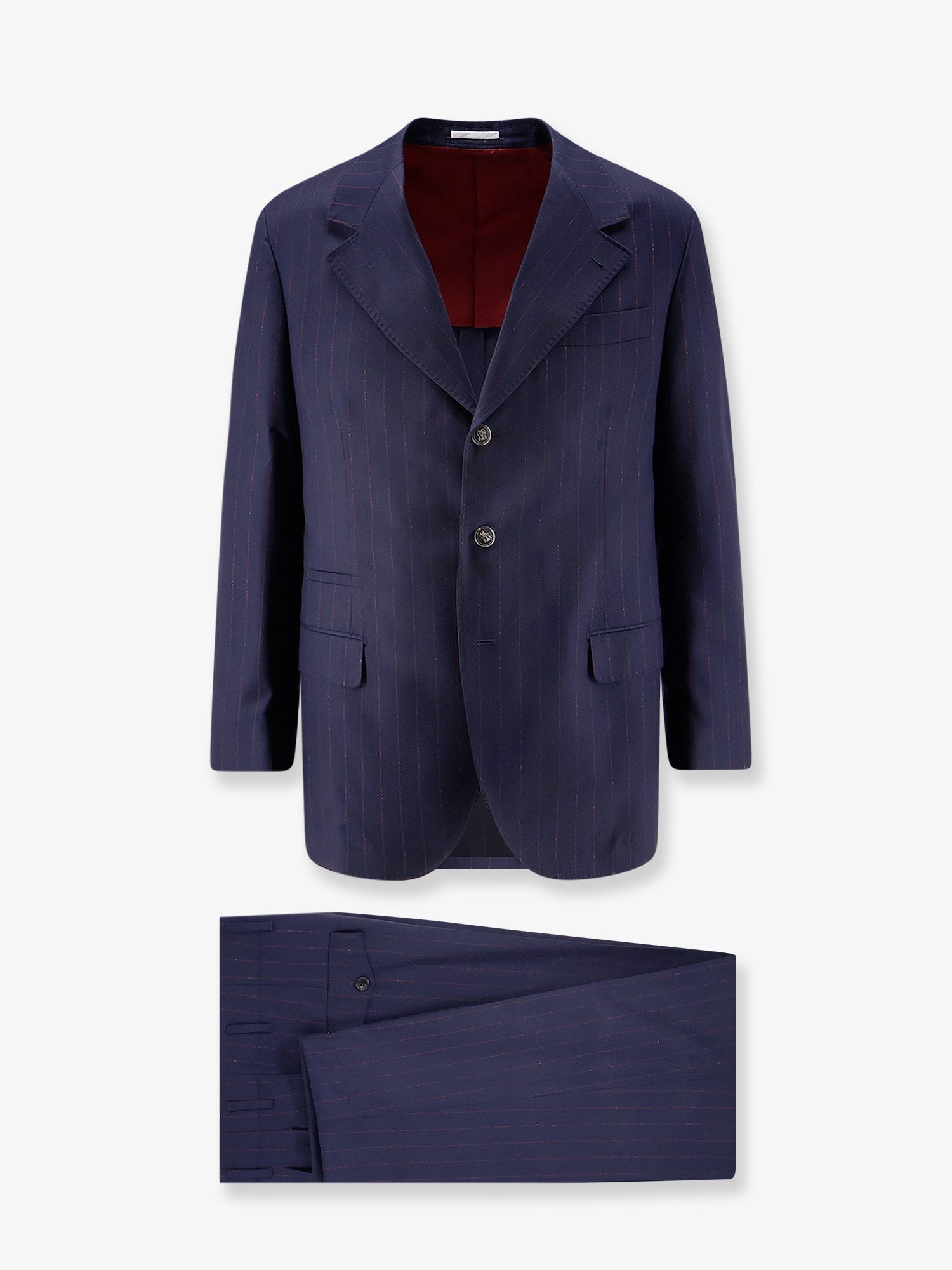 Brunello Cucinelli Virgin Wool Suit With Pinstripe Pattern