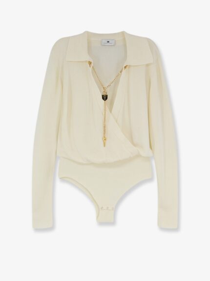 Elisabetta Franchi Viscose Blend Bodysuit With Jewel Charm Detail