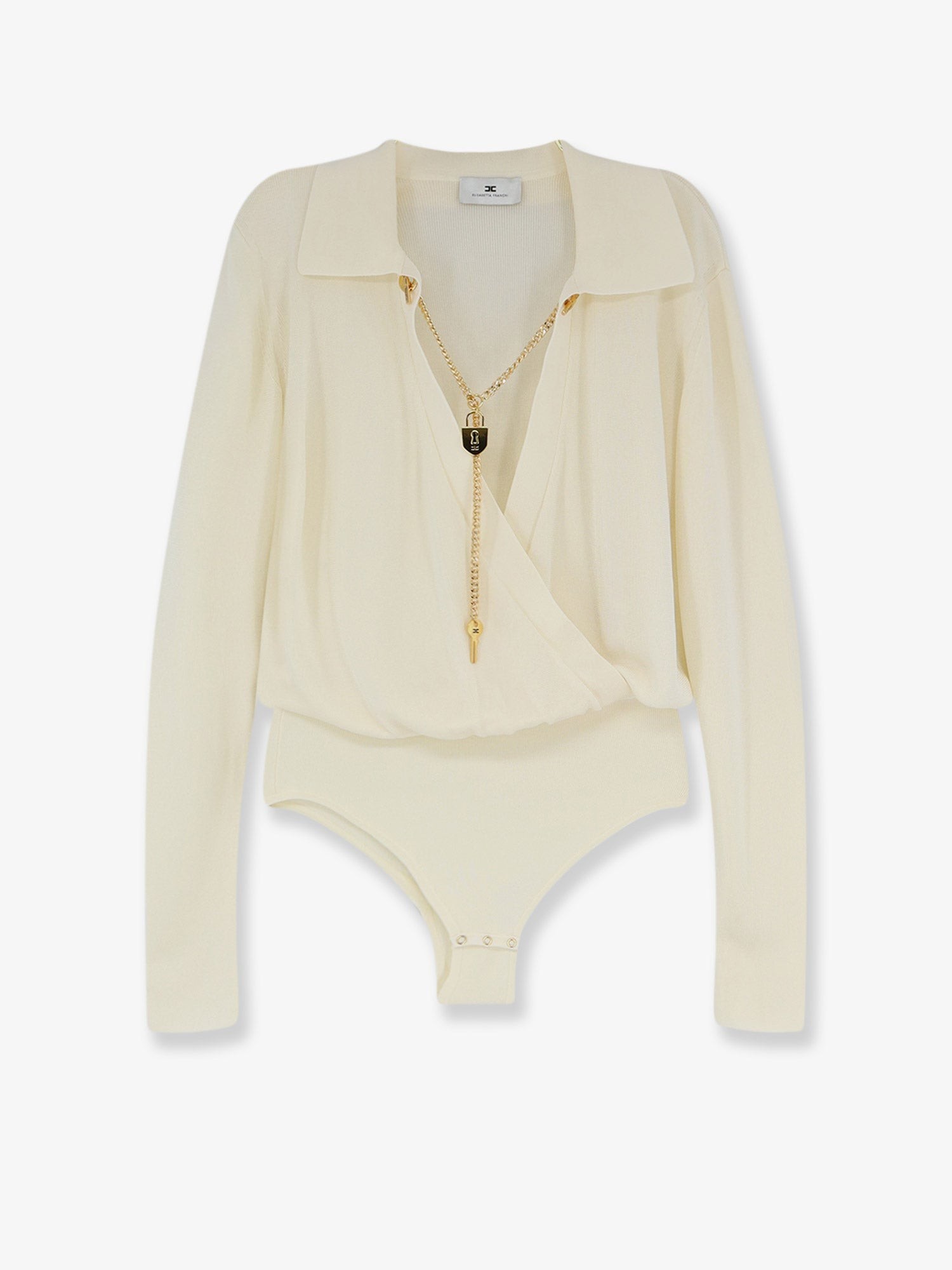 Elisabetta Franchi Viscose Blend Bodysuit With Jewel Charm Detail