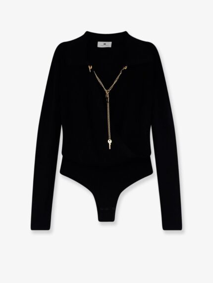 Elisabetta Franchi Viscose Blend Bodysuit With Jewel Charm Detail