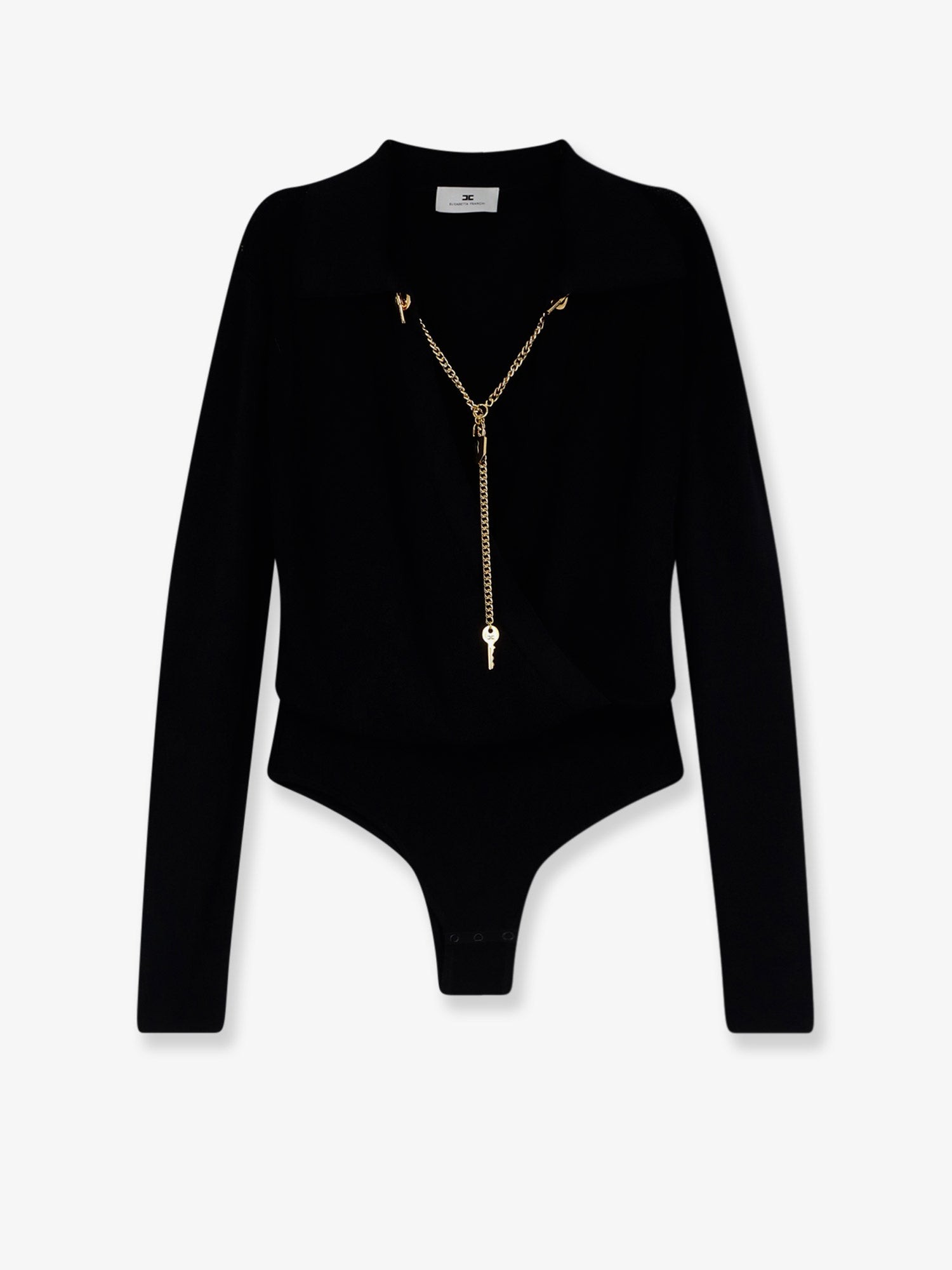 Elisabetta Franchi Viscose Blend Bodysuit With Jewel Charm Detail