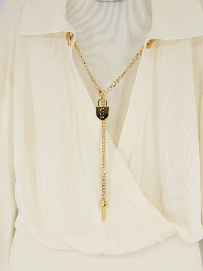 Elisabetta Franchi Viscose Blend Bodysuit With Jewel Charm Detail