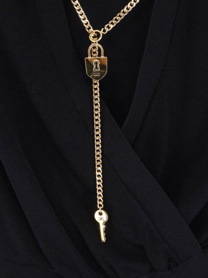 Elisabetta Franchi Viscose Blend Bodysuit With Jewel Charm Detail