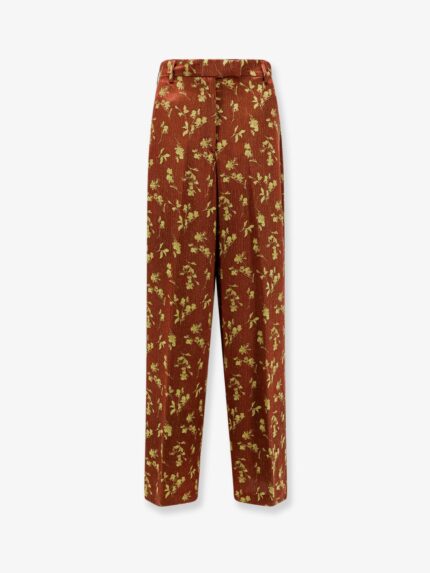 Dries Van Noten Viscose Blend Trousers With Floral Pattern