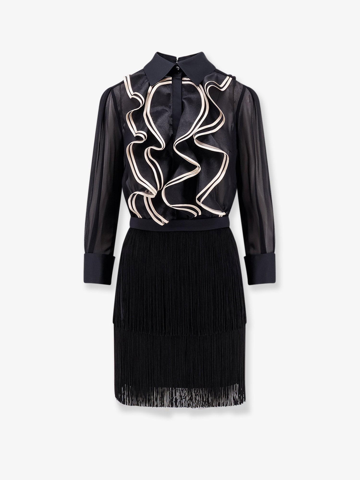 Elisabetta Franchi Viscose Dress With Ruffles And Fringe