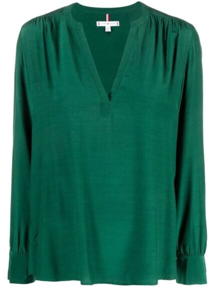 Viscose Solid V-neck Blouse