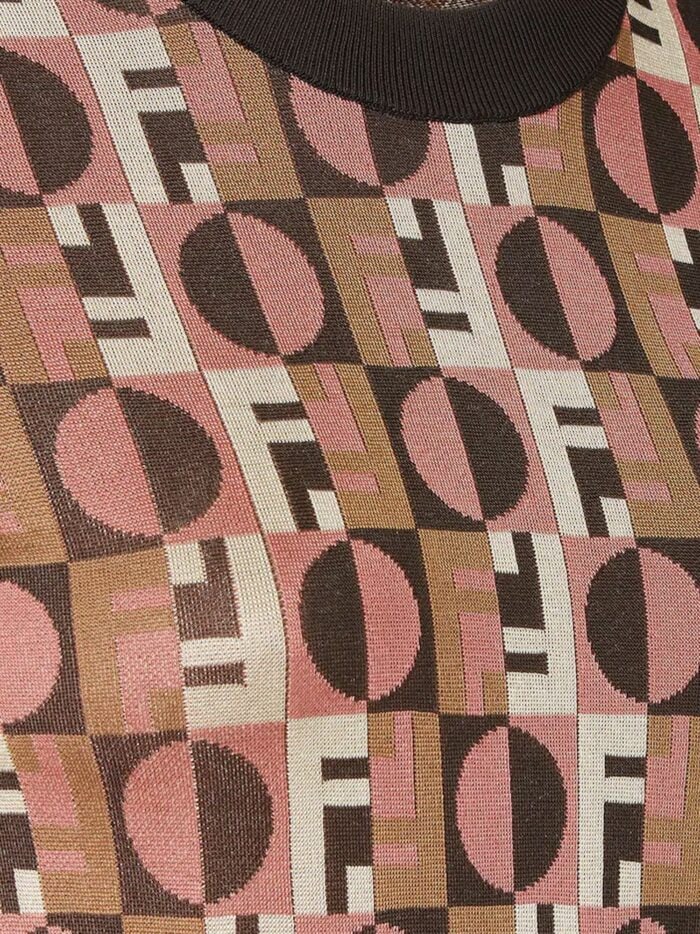 Viscose Sweater With Optical Fendi Motif