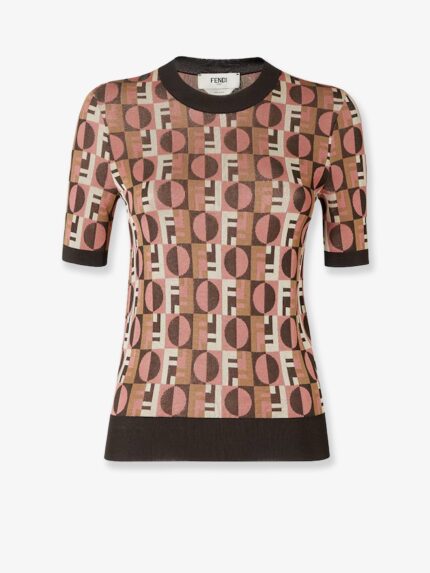 Viscose Sweater With Optical Fendi Motif