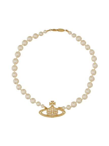 Vivienne Westwood PEARL CHOKER WITH ORB BAS-RELIEF