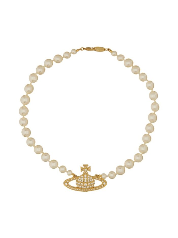 Vivienne Westwood PEARL CHOKER WITH ORB BAS-RELIEF