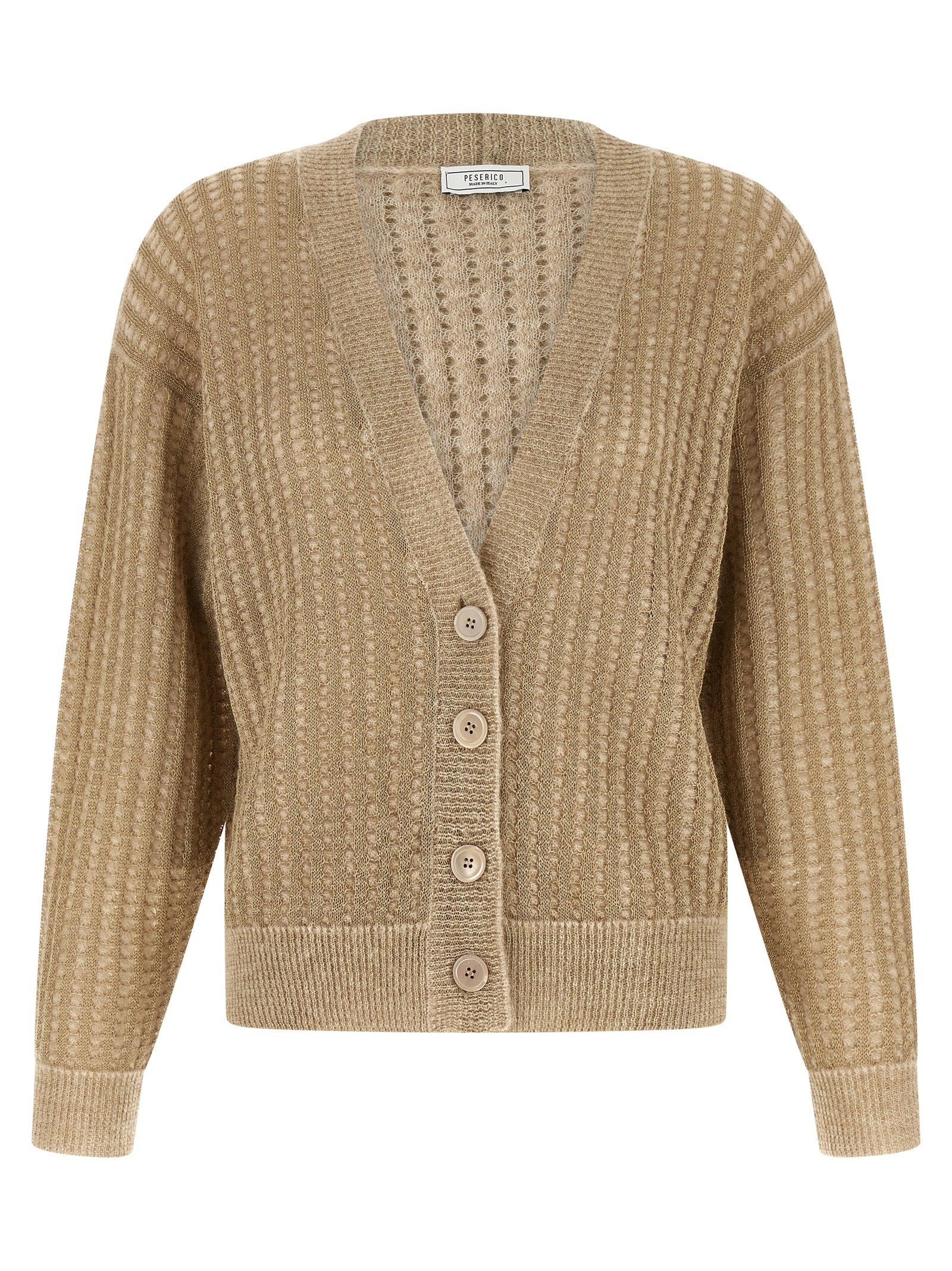 PESERICO Waffle Lamé Cardigan