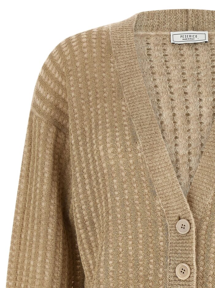 PESERICO Waffle Lamé Cardigan