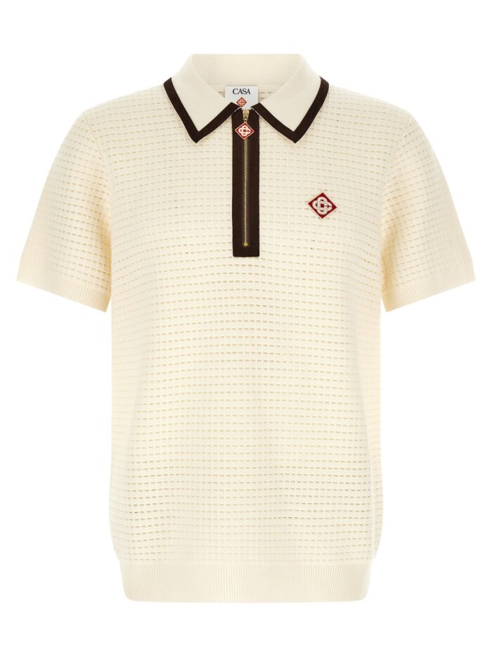 casablanca 'waffle stitch' knit polo shirt CASABLANCA 'Waffle Stitch' Knit Polo Shirt