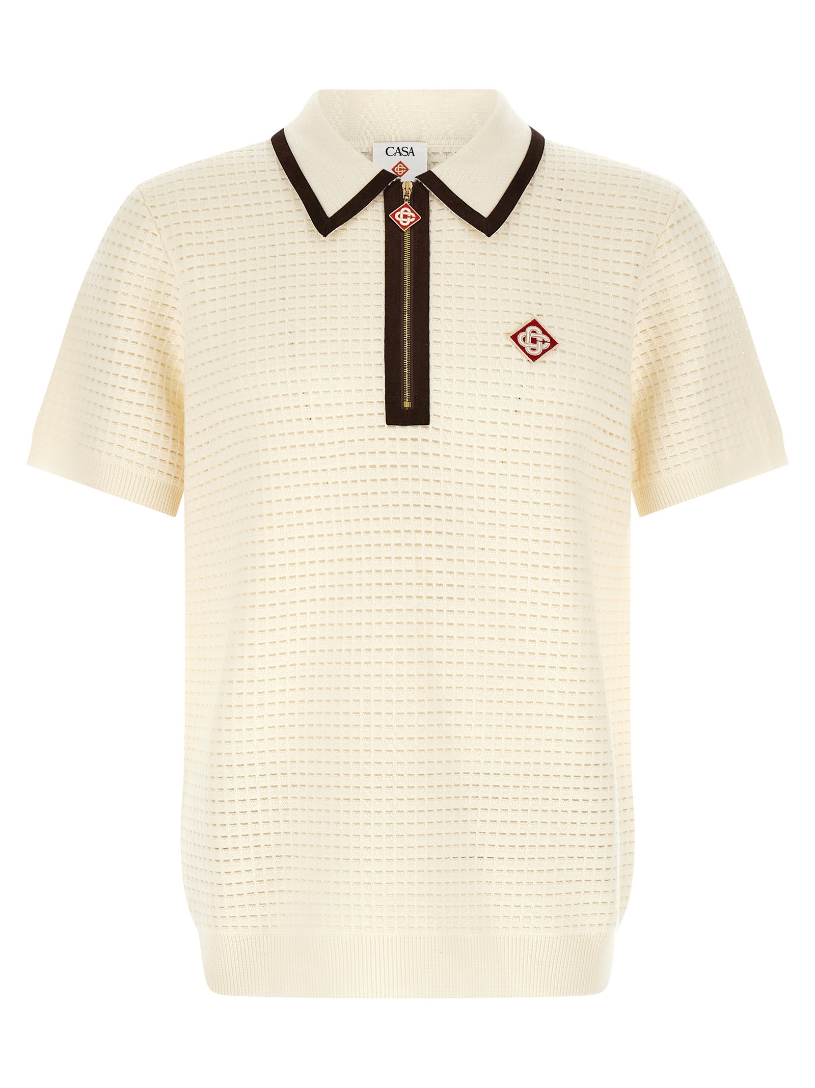 CASABLANCA 'Waffle Stitch' Knit Polo Shirt