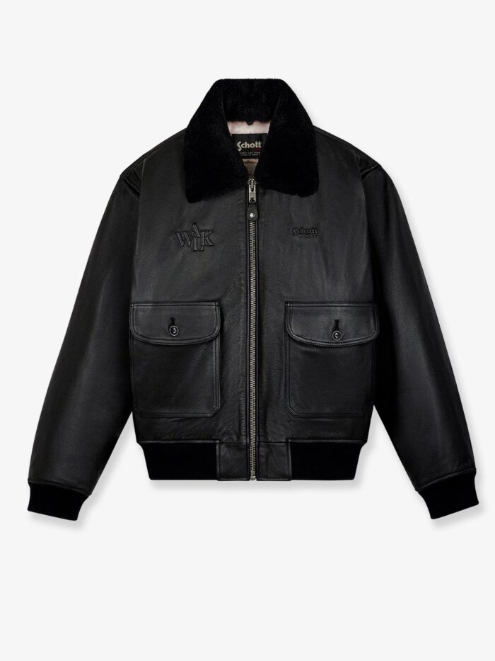 Walk In Paris X Schott NYC ® Leather Jacket With Front Embroidered Logo