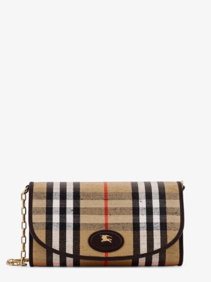 Waxed Canvas Shoulder Bag With Burberry Check Motif