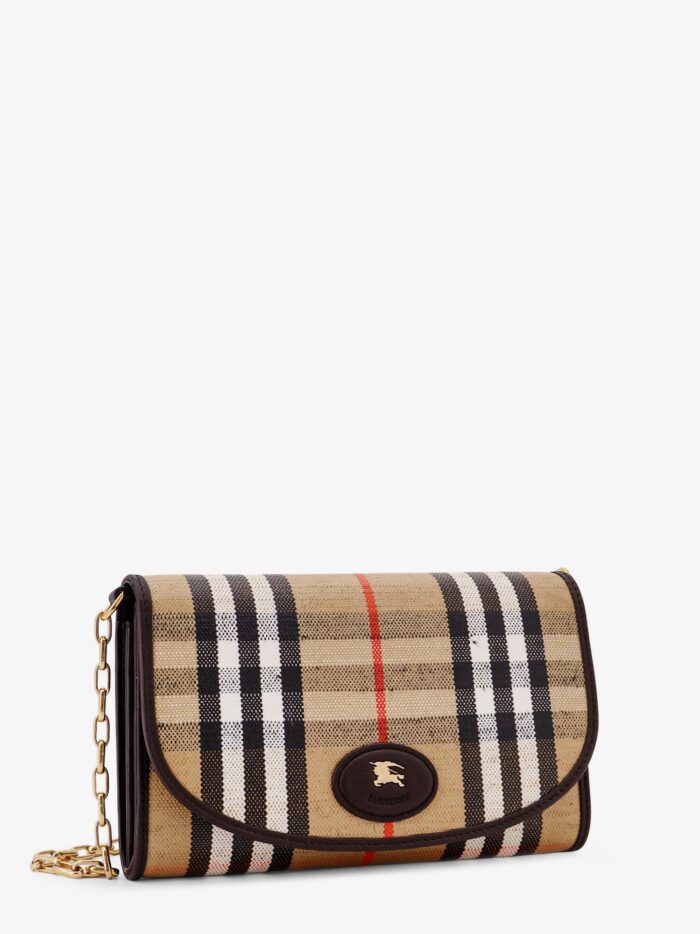 Waxed Canvas Shoulder Bag With Burberry Check Motif