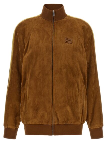Miu Miu Waxed Suede Bomber Jacket
