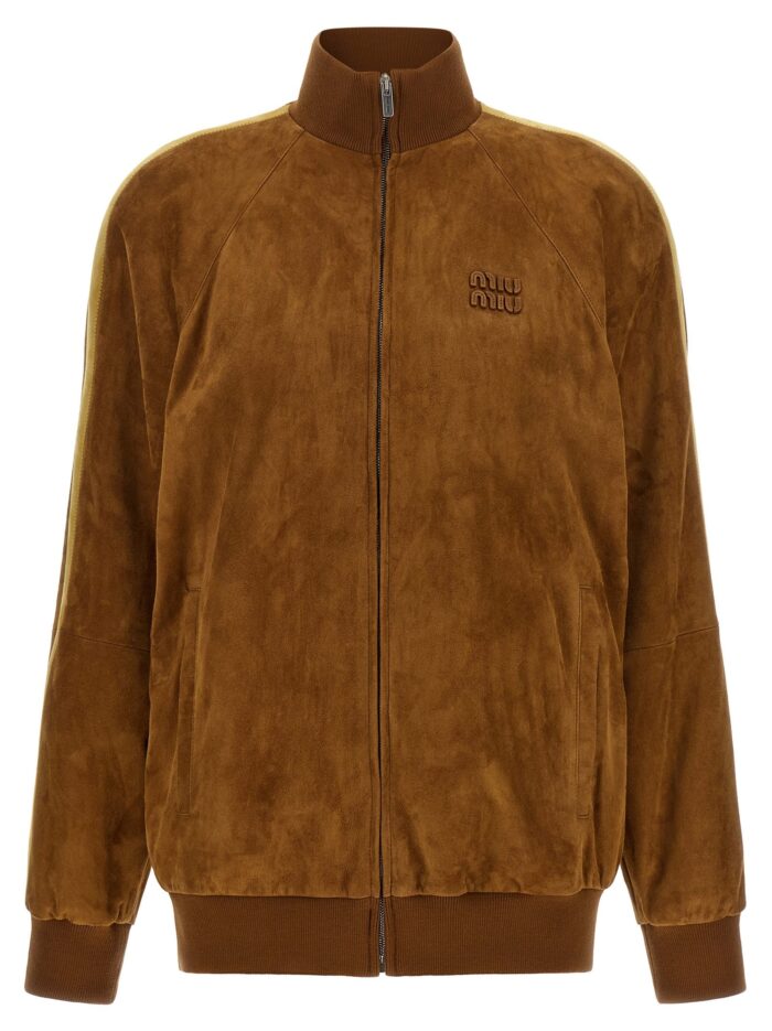miu miu waxed suede bomber jacket Miu Miu Waxed Suede Bomber Jacket