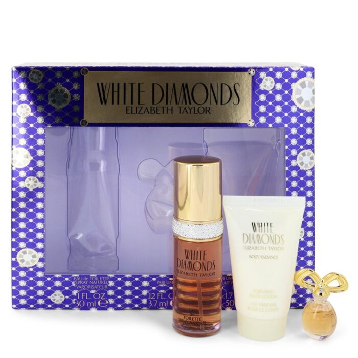 White Diamonds By Elizabeth Taylor - Gift Set -- 1 Oz Eau De Toilette Spray + .12 Oz Min EDP + 1.7 Oz Body Lotion - Image 1