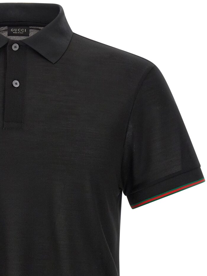 Gucci 'Web' Silk Jersey Polo Shirt