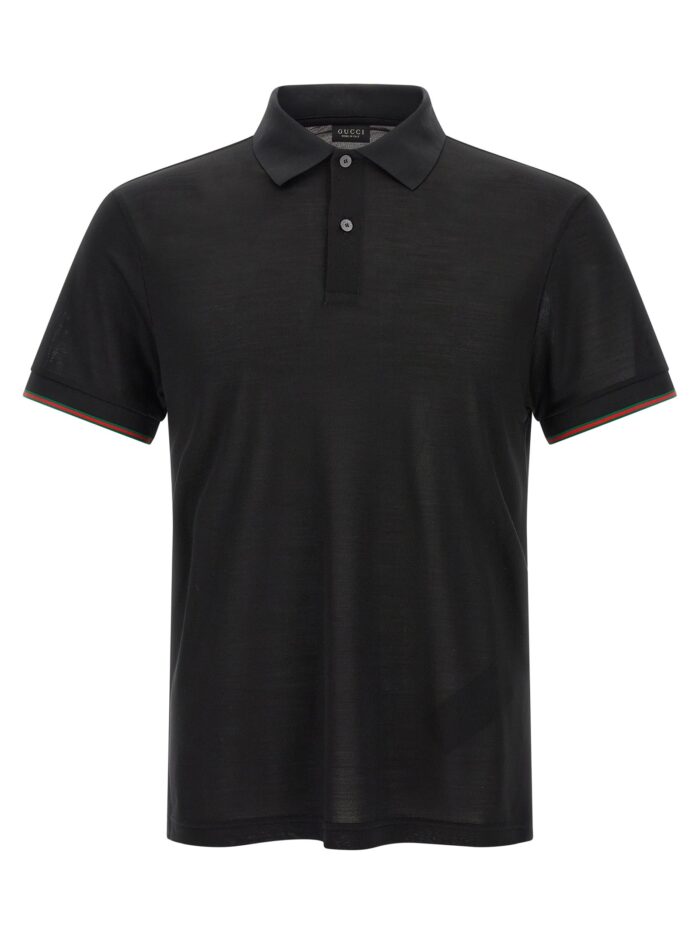 gucci 'web' silk jersey polo shirt Gucci 'Web' Silk Jersey Polo Shirt