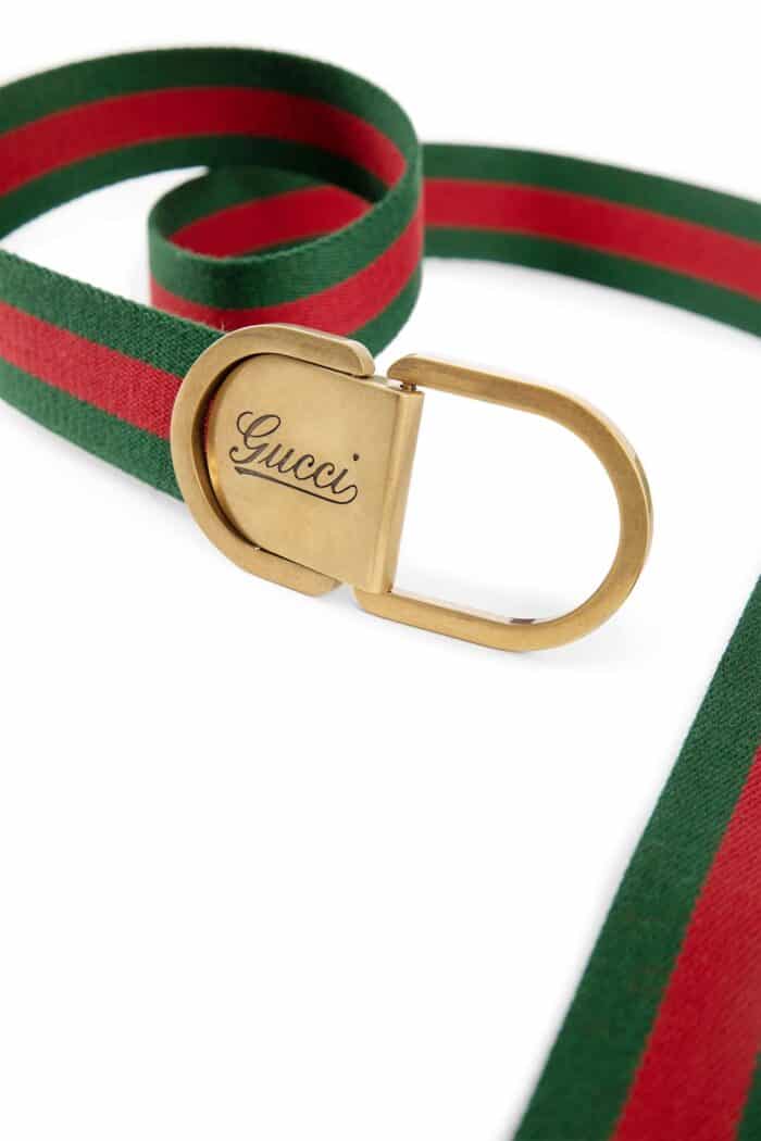 Web Wide Belt With ''gucci'' Script Buckle