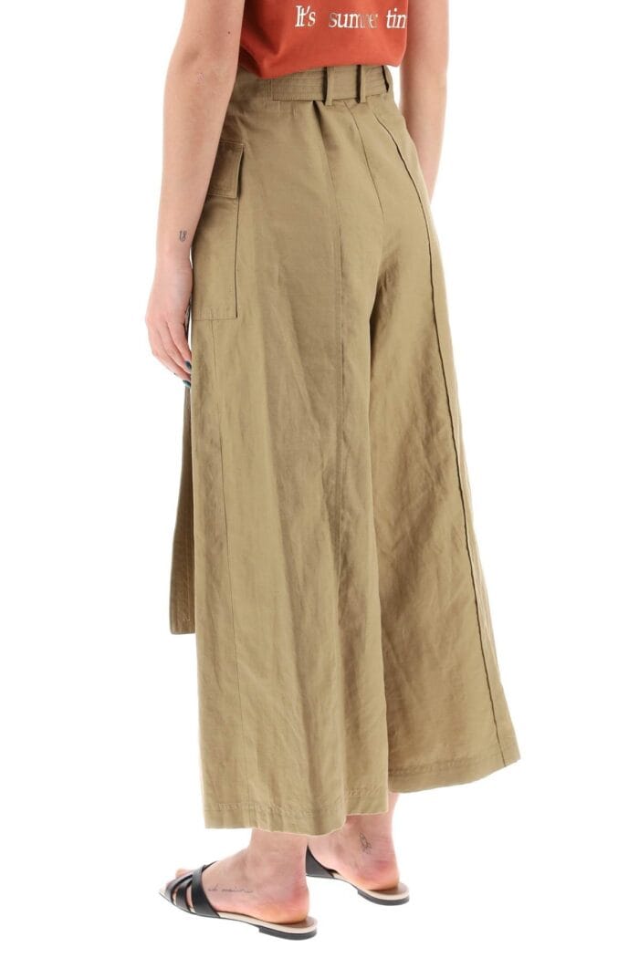 WEEKEND MAX MARA Flared Linen And Cotton Trousers