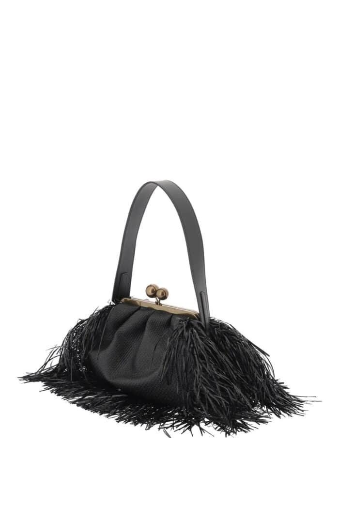 WEEKEND MAX MARA Medium Raffia Effect Clutch With Fringes