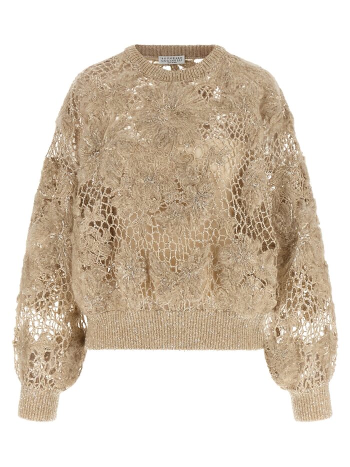 brunello cucinelli 'whispering bloom embroidery' sweater Brunello Cucinelli 'Whispering Bloom Embroidery' Sweater