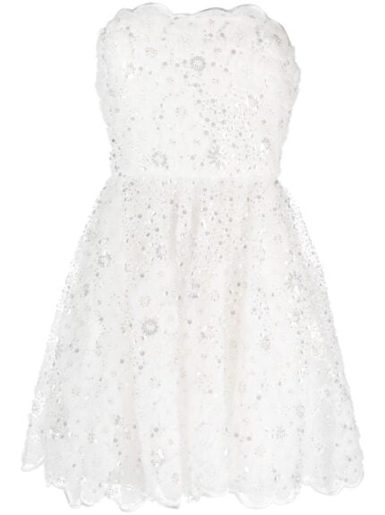 White Beaded Bandeau Mini Dres