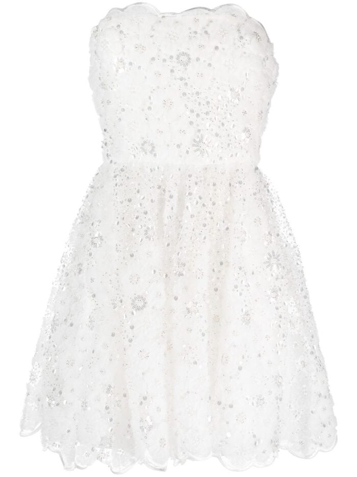 White Beaded Bandeau Mini Dres