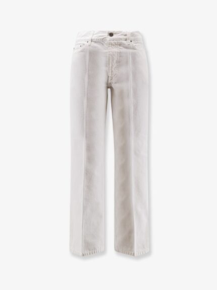 Toteme White Denim Trousers With Flared Bottom