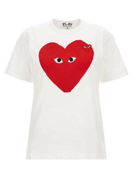 COMME DES GARCONS PLAY White 'Double Heart Emblem' T-shirt