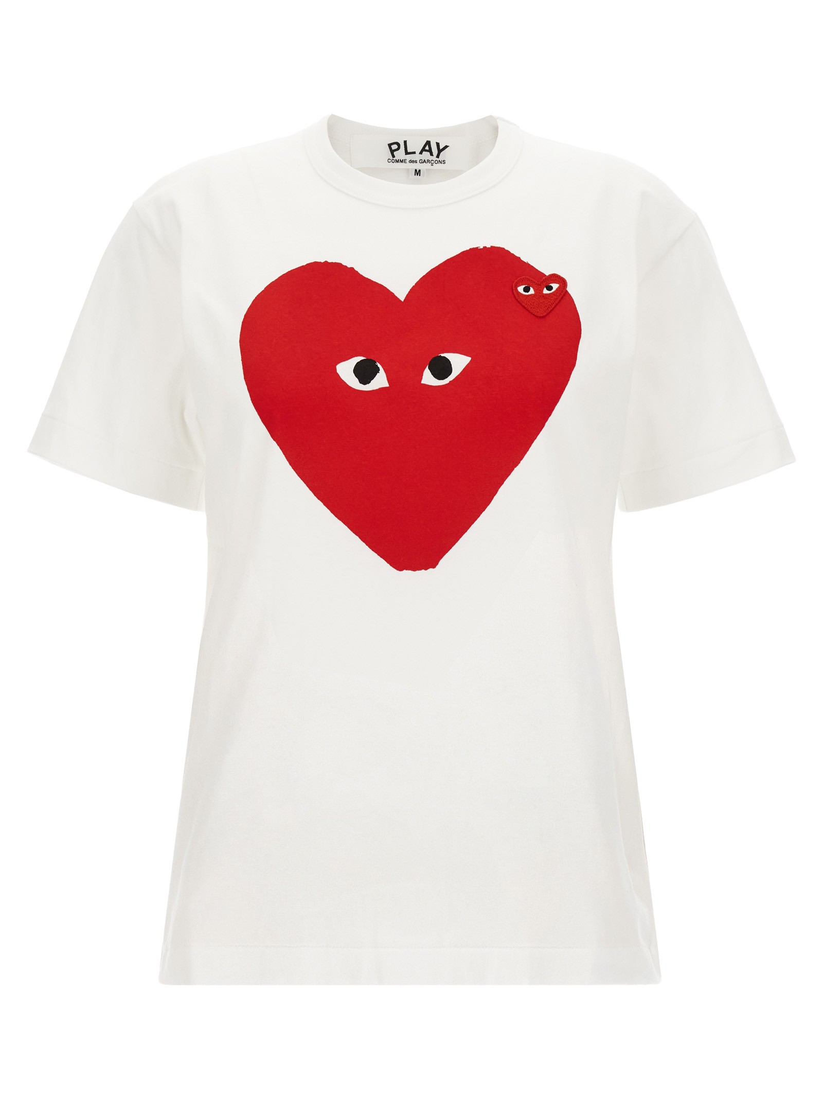 COMME DES GARCONS PLAY White 'Double Heart Emblem' T-shirt