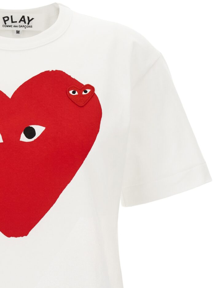COMME DES GARCONS PLAY White 'Double Heart Emblem' T-shirt