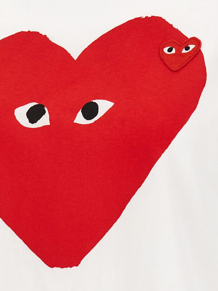 COMME DES GARCONS PLAY White 'Double Heart Emblem' T-shirt