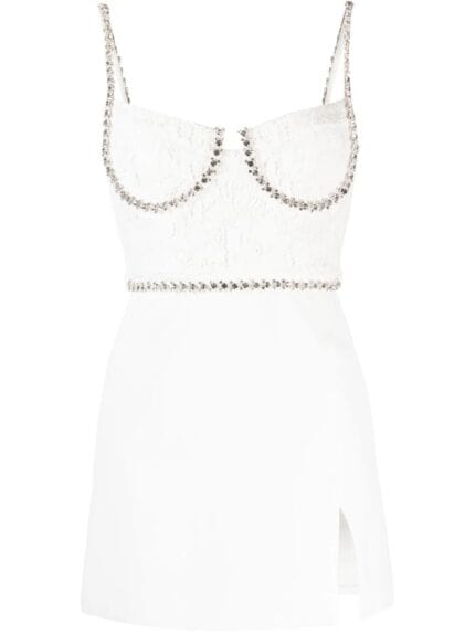 White Lace Bodice Mini Dress