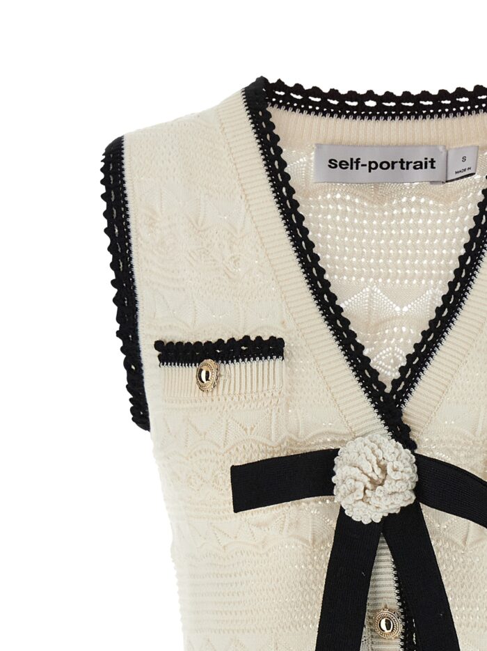 SELF PORTRAIT 'White Pointelle Knit Mini' Dress