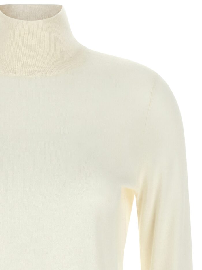 VINCE White Silk And Cashmere Turtleneck Sweater