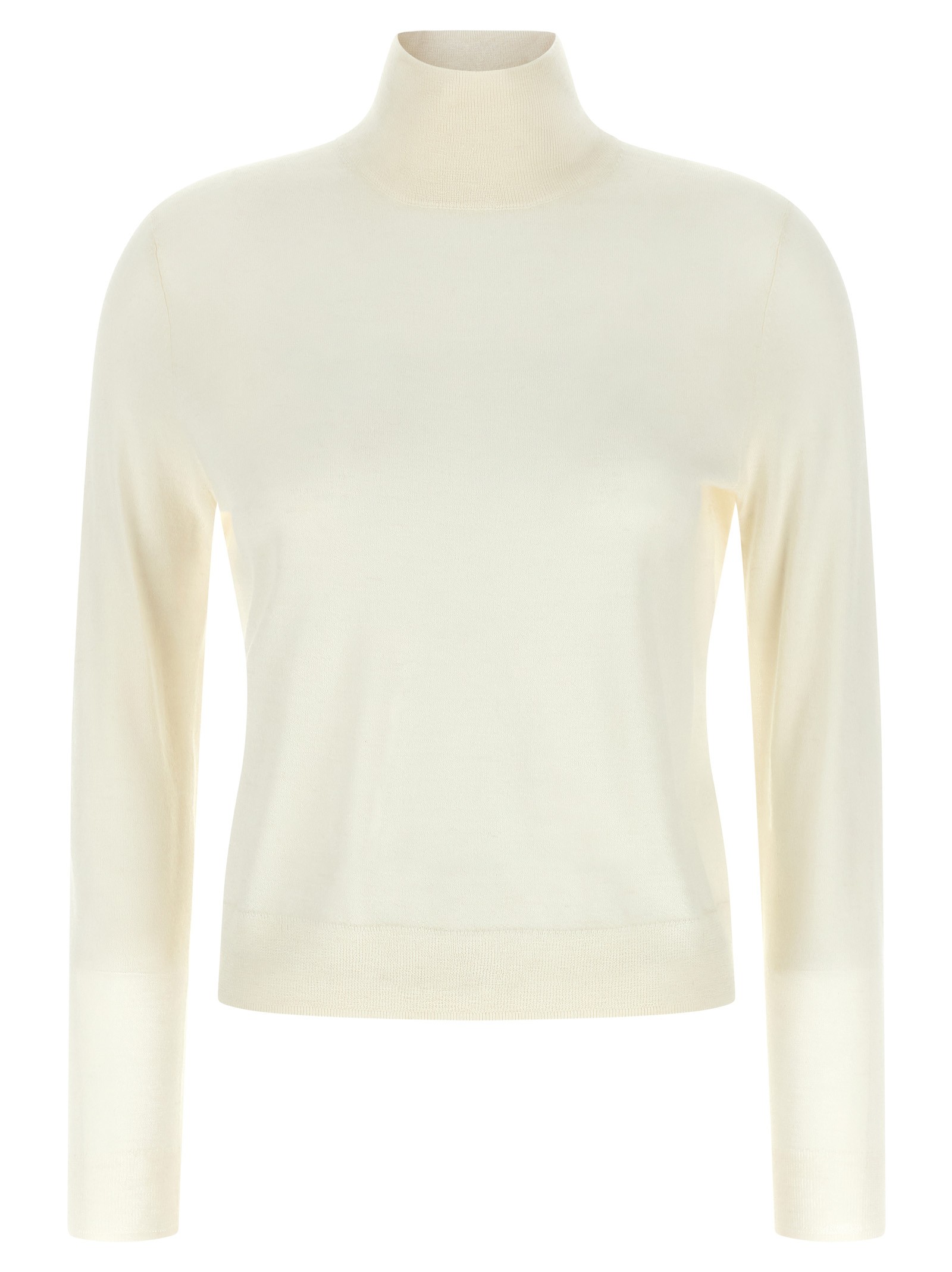 VINCE White Silk And Cashmere Turtleneck Sweater