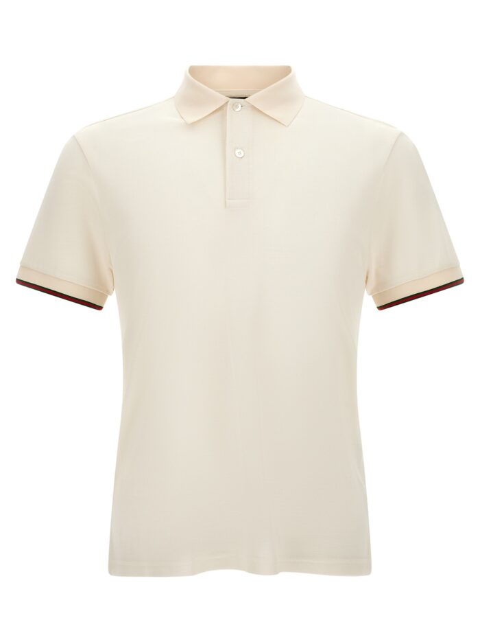 Gucci White 'Web' Polo Shirt