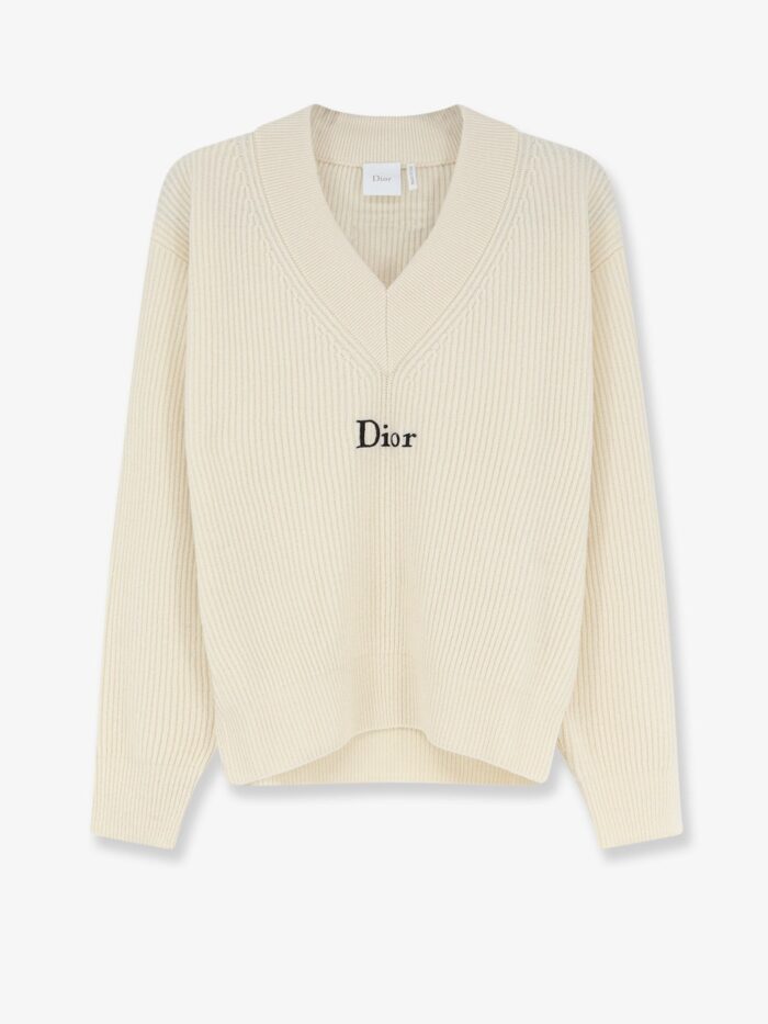 dior white wool and cashmere ribbed sweater Dior White Wool And Cashmere Ribbed Sweater