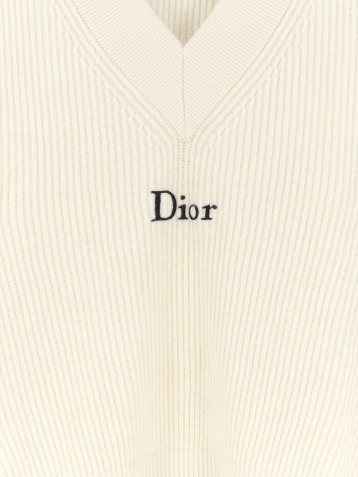 Dior White Wool And Cashmere Ribbed Sweater