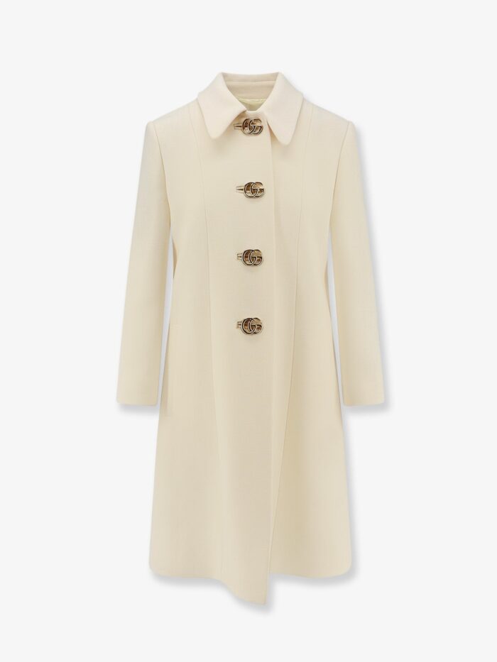gucci white wool crêpe coat Gucci White Wool Crêpe Coat