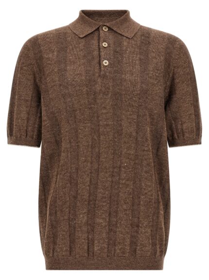Brunello Cucinelli Wide Ribbed Polo Shirt