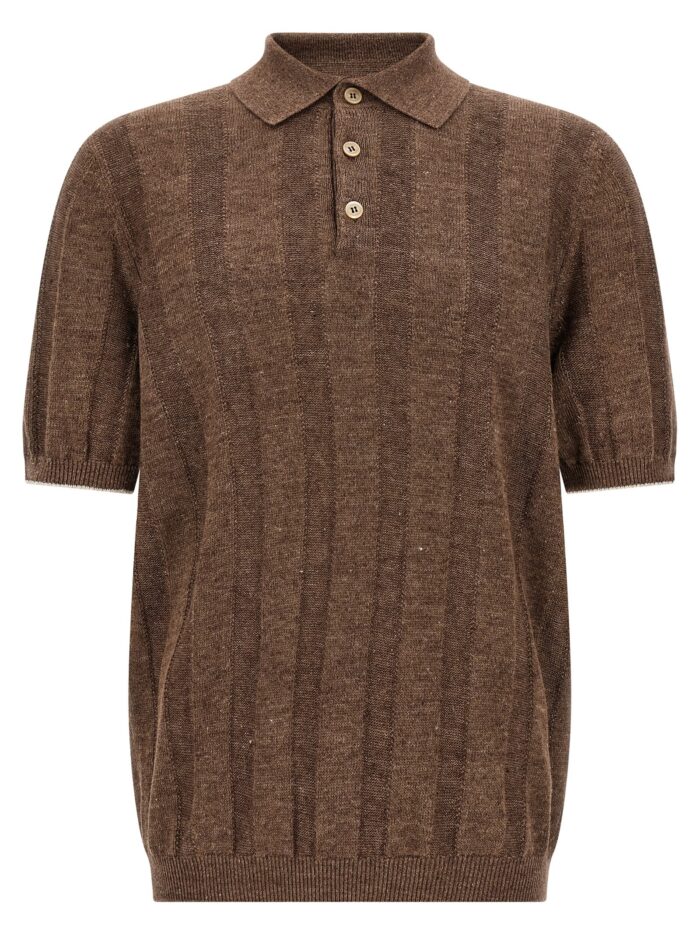 brunello cucinelli wide ribbed polo shirt Brunello Cucinelli Wide Ribbed Polo Shirt
